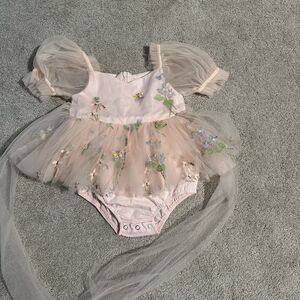 Arabella And Rose Cupcake Heavenly Pink Baby Girl Tulle Party Romper 2 EUC